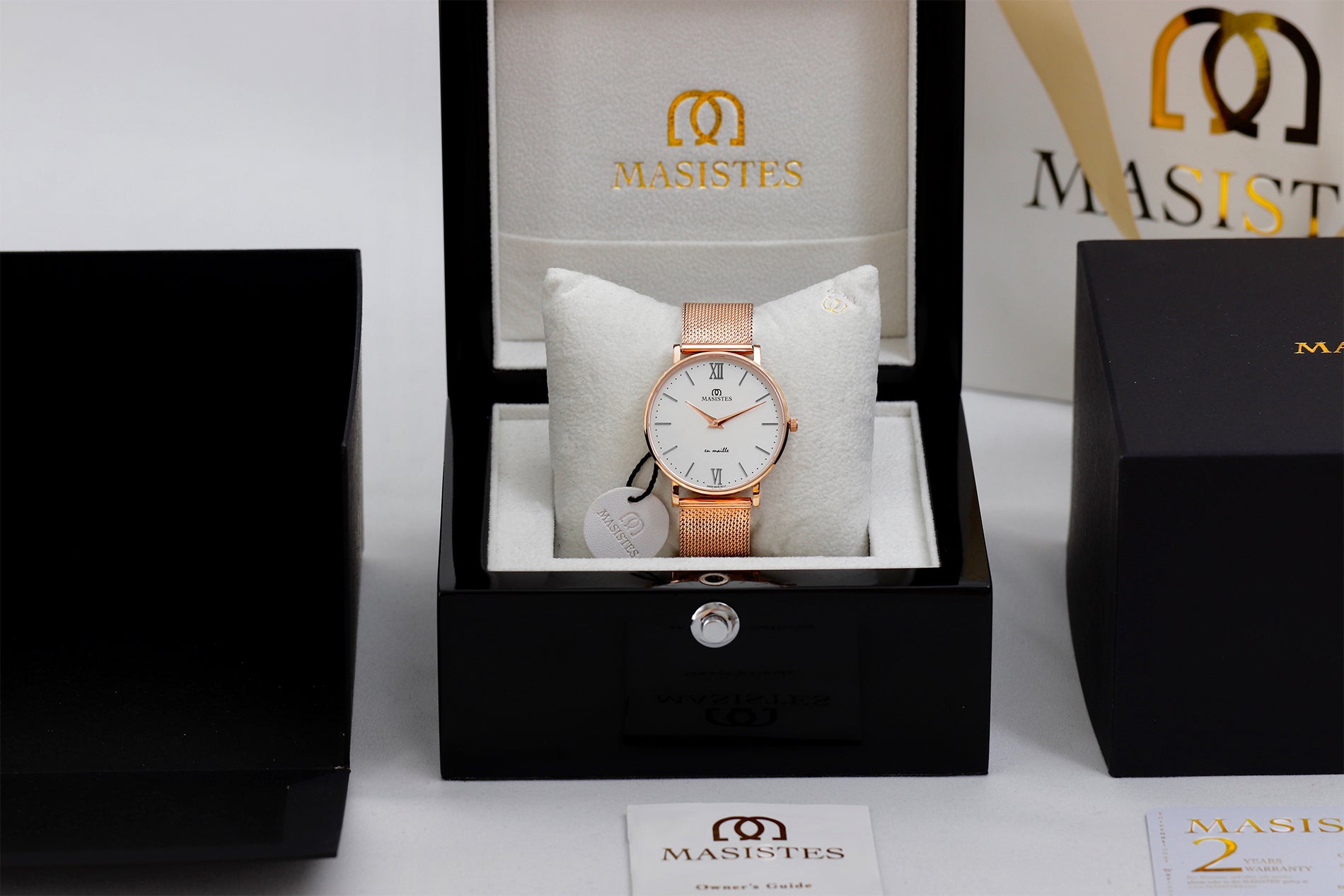 Masistes Classic en-Maille, 36 mm Schweizer Quarzuhr, Roségold