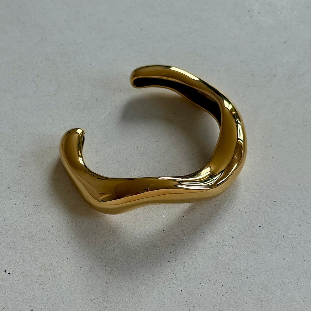 BRACELET MANCHON OVALE BONNET PLAQUÉ OR