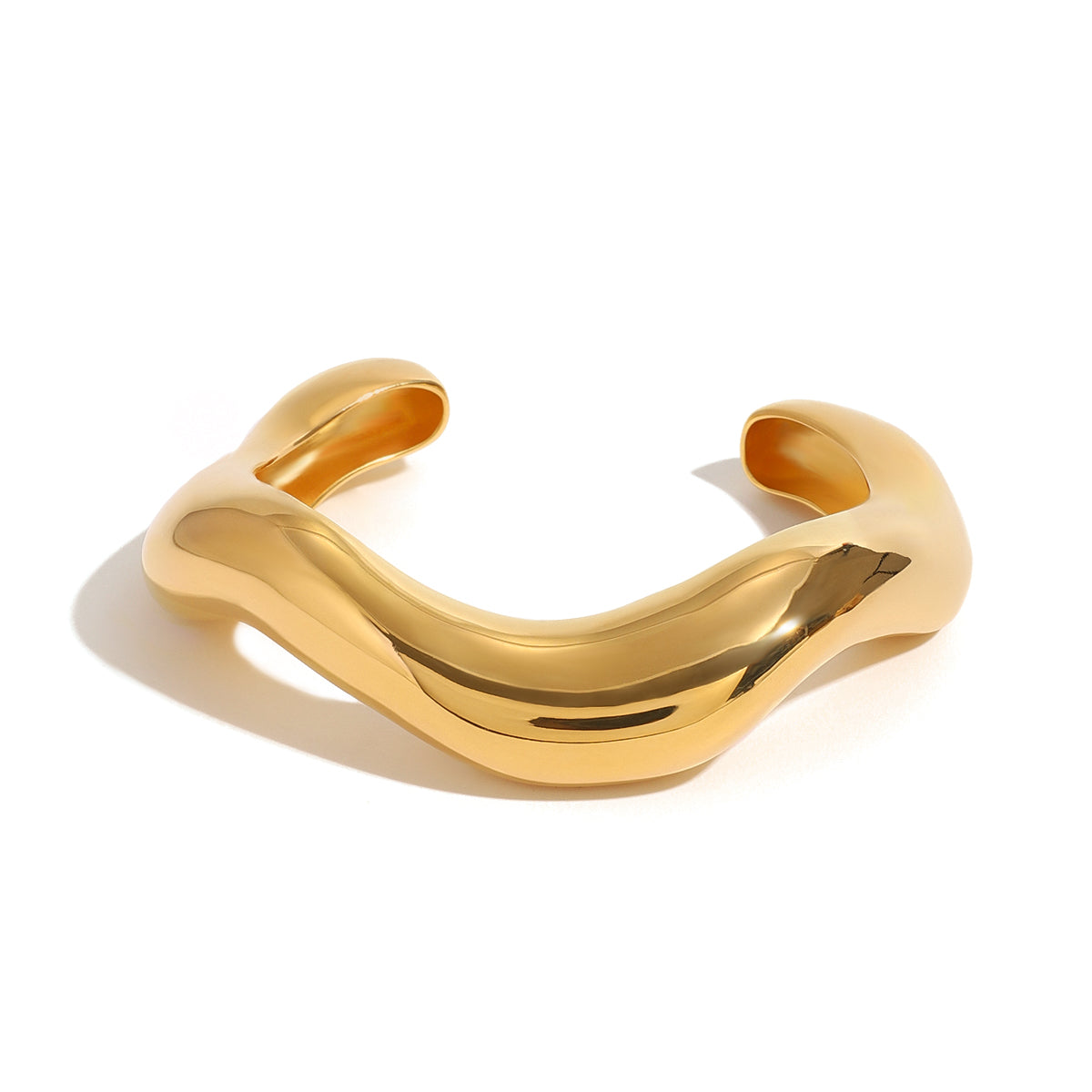 BRACELET MANCHON OVALE BONNET PLAQUÉ OR