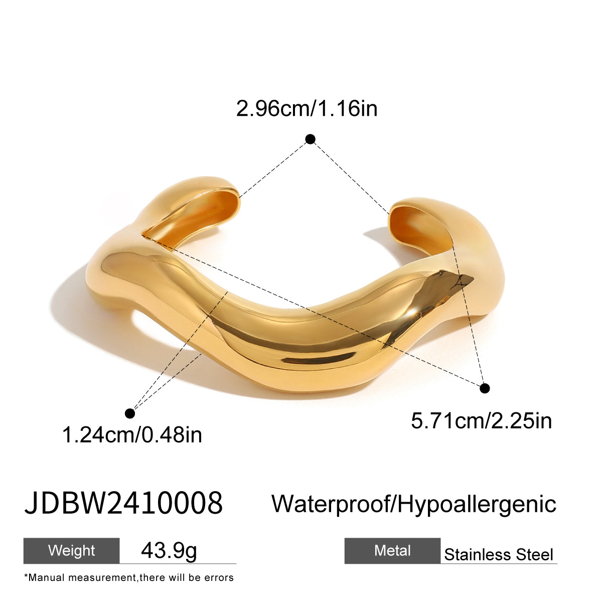 BRACELET MANCHON OVALE BONNET PLAQUÉ OR