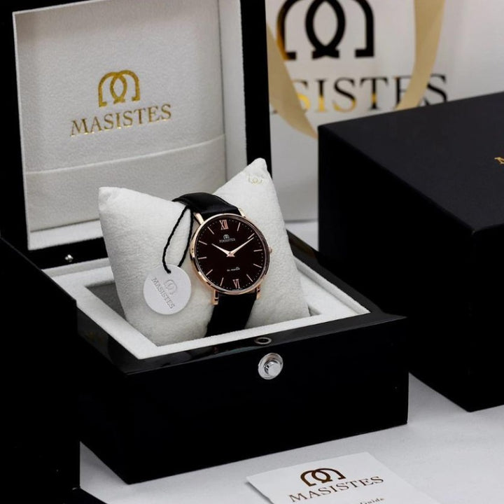 Classic En-Maille | ROSE GOLD / BLACK LEATHER / 36MM | Women's Watch